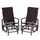 Outsunny Gliding Lounger Chair Set of 2, Single Rockers with Lightweight Metal & Mesh Construction, Brown