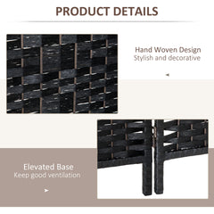 HOMCOM Room Divider 6 Panel, 6FT Tall Folding Privacy Screen, Freestanding Hand-Woven Partition for Room Separation with 360° Hinges, Paper Rope Diamond Weave, Black