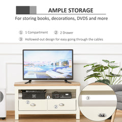 HOMCOM Entertainment Center TV Console Table, Corner TV Stand Up To 50" with Drawers and Open Storage Compartmen, White