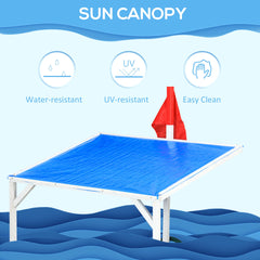 Outsunny Kids Sandbox with Canopy, Pirate Ship Wooden Sand Boxes with Bench for Backyard, Sand Pit for Toddlers, 83" x 43", Blue