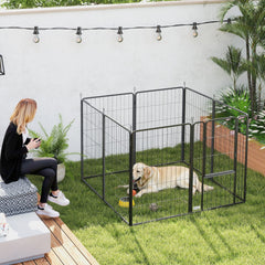 PawHut 39 Inch Exercise Pen, Heavy Duty Dog Playpen, 8 Panel Metal Pet Fence for Medium and Large Dogs, Black