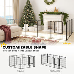 PawHut 39 Inch Exercise Pen, Heavy Duty Dog Playpen, 8 Panel Metal Pet Fence for Medium and Large Dogs, Black