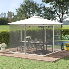 Outsunny Replacement Mesh Sidewall Netting for 10' x 10' Gazebos and Canopy Tents with Zippers, (Sidewall Only) White