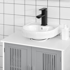 kleankin Under Sink Pedestal Storage Bathroom Cabinet, Gray White