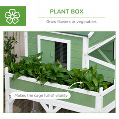 PawHut 49" Small Chicken Coop Hen House with Garden Space, Chicken House Outdoor Run Cage with Weather Protection, 2-4 Birds, Green