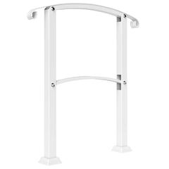 Outsunny 1-3 Step Metal Handrails for Outdoor Steps, Porch Deck Stair Railing with Installation Kit for Concrete Steps, White