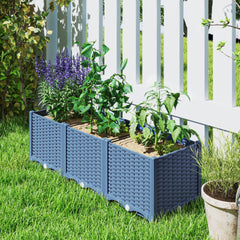 Outsunny Plastic Raised Garden Bed, 4 x 1 x 1 ft Outdoor Flower Box with Drainage Holes for Vegetables, Herbs, Blue