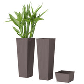 Outsunny 32 Inch Tall Planters for Outdoor Plants, Set of 2 Plastic Flower Pots with Drainage Holes, Brown
