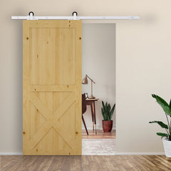 HOMCOM 6' Rustic Interior Sliding Barn Door Mounting Hardware Kit - White