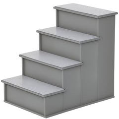 PawHut Pet Stairs, Small Dog Steps for Couch Bed with Cushioned Removable Covering, 15.75" x 23.25" x 21.25", Grey