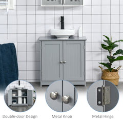 kleankin Bathroom Vanities, Bathroom Sink Cabinets with U-Shape Cut-Out and Adjustable Internal Shelf, Gray