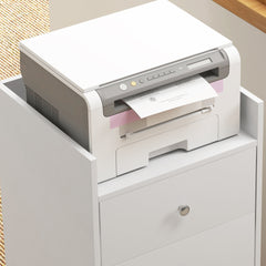HOMCOM 3 Drawer File Cabinet on Wheels Mobile Home Office Storage Cabinet with Top Tray Under Desk Printer Stand, White