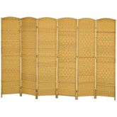HOMCOM Folding Room Divider Screen 6 Panel 6' Tall Privacy Screen Freestanding Wood Partition for Home Office, Nature Wood