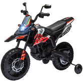 Qaba 12V Aprilia Licenced Kids Motorcycle with Training Wheels, Spring Suspension, LED Light, USB, Music, Red