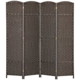 HOMCOM Folding Room Divider Screen 4 Panel 5.6 ' Tall Privacy Screen Freestanding Room Partition for Home Office, Brown