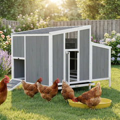 PawHut Chicken Coop, Wooden Chicken House for 4-6 Hens, Outdoor Hen House with Nesting Box, Pull-Out Tray and Weatherproof Roof