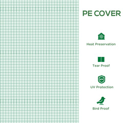 Outsunny 19.7' x 9.8' x 6.6' Plastic Greenhouse Cover Replacement, Heavy Duty Waterproof Tarp for Hoop House, Sheeting with 12 Windows, Door & Reinforcement Grid, Green