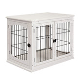 PawHut Dog Crate Furniture, 32" Small Dog Cage End Table with 2 Doors, Lockable Door, Puppy Kennel Indoor, White