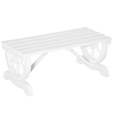 Outsunny 2-Person Wooden Garden Bench, Outdoor Wagon Wheel Porch Bench for Backyard Garden, Support 550 LBS, Rustic Country Style Patio Furniture, White