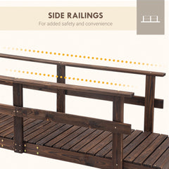 Outsunny 7' Garden Bridge with Pine Wood and Stained Finish for Backyard Ponds Creeks Streams Wood