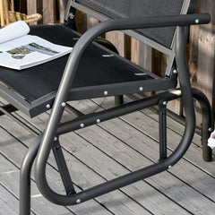 Outsunny Outdoor Glider Chair, Steel Swing Chai with Curved Armrests for Porch, Garden, Poolside, Balcony, Black