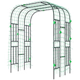 Outsunny Garden Arch Trellis, 8 FT Tall Metal Plant Trellis Support with Climbing Net, Cucumber Trellis for Climbing Plants