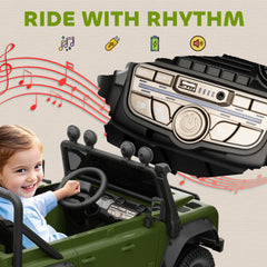 Qaba Land Rover Licensed Electric Car for Kids with Remote Control, Dual Motors, Spring Suspension, LED Lights, Dark Green