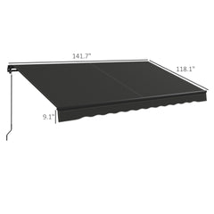 Outsunny 12' x 10' Retractable Awning, 280gsm UV Resistant Sunshade Shelter for Deck, Balcony, Yard, Dark Gray
