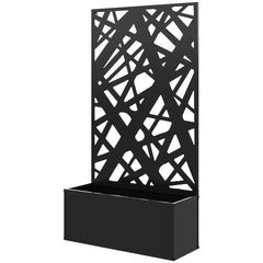 Outsunny Metal Planter Box Raised Garden Bed with Decorative Privacy Screen, Wall-mounted or Freestanding, 24" x 9.1" x 44.5"
