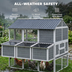 PawHut 77" Large Chicken Coop for 6-8 Chickens, Outdoor Wooden Hen House Poultry Cage with Run, Nesting Boxes, Waterproof Roof