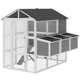 PawHut 77" Large Chicken Coop for 6-8 Chickens, Outdoor Wooden Hen House Poultry Cage with Run, Nesting Boxes, Waterproof Roof