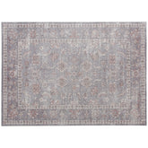HOMCOM Machine Washable Area Rug 8x10, Non-Slip Traditional Flower Print Floor Carpet for Living Room, Bedroom, Grey and Brown