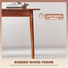 HOMCOM 47.2" Rectangle Dining Table for 4, Mid-Century Modern Kitchen Table with Rubber Wood Legs for Dining Room, Walnut