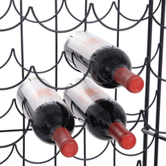 HOMCOM 35 Bottle Wrought Iron Wine Rack Cabinet with Lock, Black