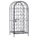 HOMCOM 35 Bottle Wrought Iron Wine Rack Cabinet with Lock, Black