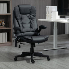 HOMCOM Massage Office Chair, Heated Reclining Computer Chair with 6 Vibration Points, Armrest and Remote, Black
