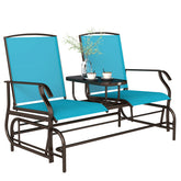 Outsunny 2 Seater Glider for Outside Outdoor Glider Seat with Breathable Mesh Fabric Armrests for Backyard Garden Porch Blue