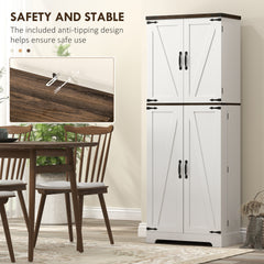 HOMCOM 64" Tall Kitchen Pantry Cabinet with Motion Sensor Light, Spice Racks and Adjustable Shelves, White