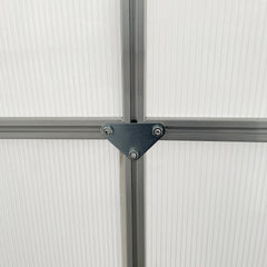Outsunny 6' x 6' x 6.5' Polycarbonate Greenhouse with Aluminum Frame, Walk-in Heavy Duty Green House with Adjustable Roof Vent, Rain Gutter and Sliding Door for Winter, Silver