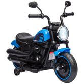Aosom 6V Kids Motorcycle w/ Training Wheels, Single-Button Start, Blue