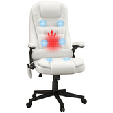 HOMCOM Massage Office Chair, Heated Reclining Computer Chair with 6 Vibration Points, Armrest and Remote, White