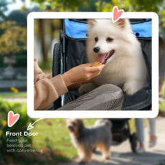 PawHut 3 Wheels Pet Stroller for Small Dogs and Medium Dogs with Adjustable Canopy, Safety Tether, Storage Basket, Blue