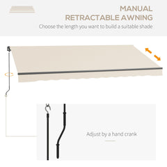 Outsunny 13' x 10' Retractable Awning, 280gsm UV Resistant Sunshade Shelter for Deck, Balcony, Yard, Beige