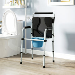 HOMCOM Bedside Commode Chair for Seniors, Adults, Handicap, Raised Toilet Seat with Arm, Adjustable Height, 331 lbs, Black