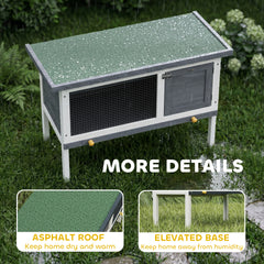 PawHut Wooden Rabbit Hutch, Guinea Pig Hutch with Asphalt Roof, Outdoor Elevated Bunny House for Rabbits, Chinchillas