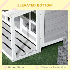 PawHut Wooden Dog House with Porch, Dog House Outdoor with Tilt Roof, Front Door, Windows for Medium Large Sized Dog
