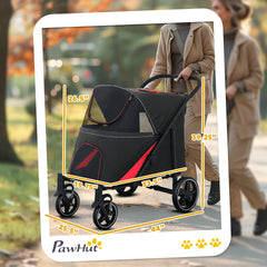 PawHut One-Click Foldable Dog Stroller for M, L Dogs, Pet Stroller, Black