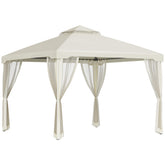 Outsunny 9.6' x 9.6' Patio Gazebo, Outdoor Canopy Shelter with 2-Tier Roof and Netting, Steel Frame for Garden, Lawn, Backyard, and Deck, Cream White