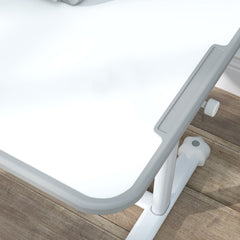 Qaba Height Adjustable Kids Desk and Chair Set for Writing Drawing w/ Tilt Desktop, Storage Drawer and Reading Rack, Gray
