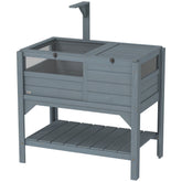 PawHut Tortoise Habitat with Shelf Storage Tortoise Gift Accessory with Weather Protection for Indoor, Gray